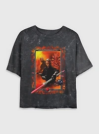 Star Wars Maul Frame Womens Mineral Wash Crop T-Shirt