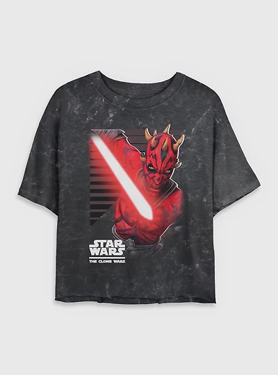 Star Wars Maul Strikes Mineral Wash Womens Crop T-Shirt
