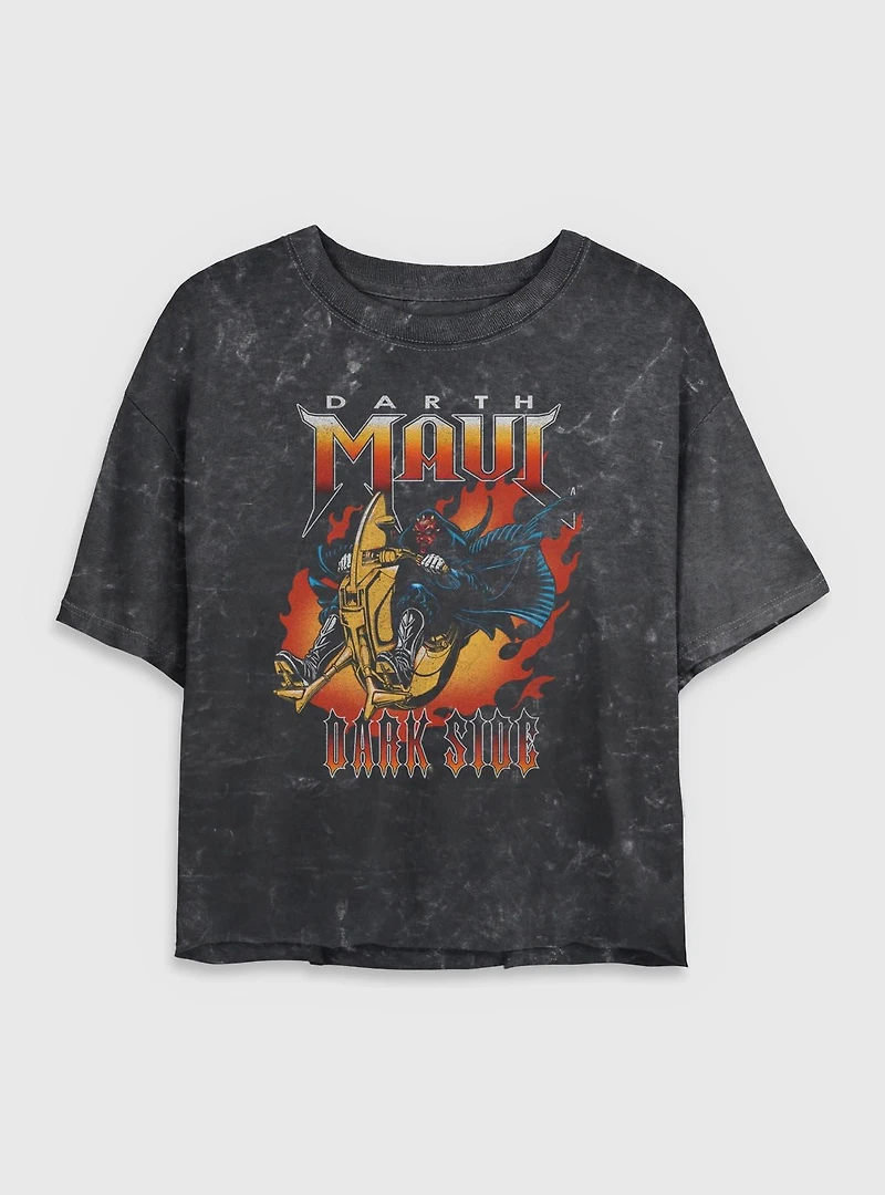 Star Wars Darth Maul Sith Flames Mineral Wash Womens Crop T-Shirt