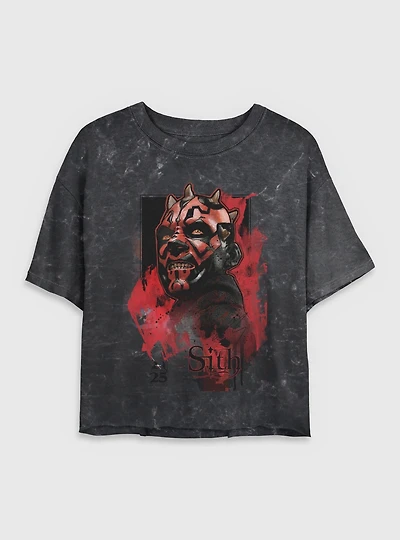 Star Wars Sith Maul Mineral Wash Womens Crop T-Shirt