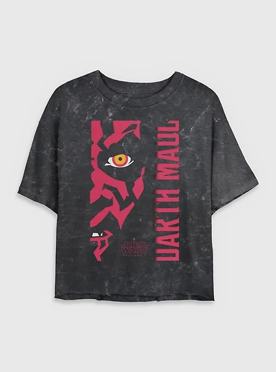 Star Wars Darth Maul Profile Mineral Wash Womens Crop T-Shirt