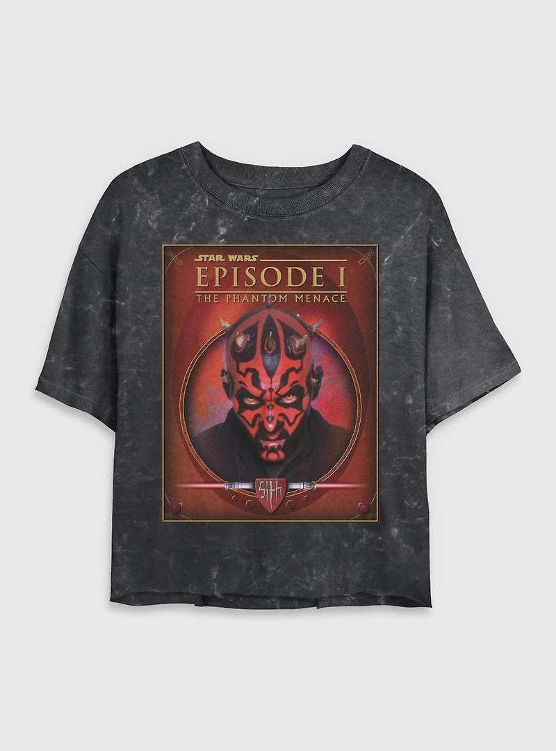 Star Wars Darth Maul Episode 1 Poster Mineral Wash Womens Crop T-Shirt