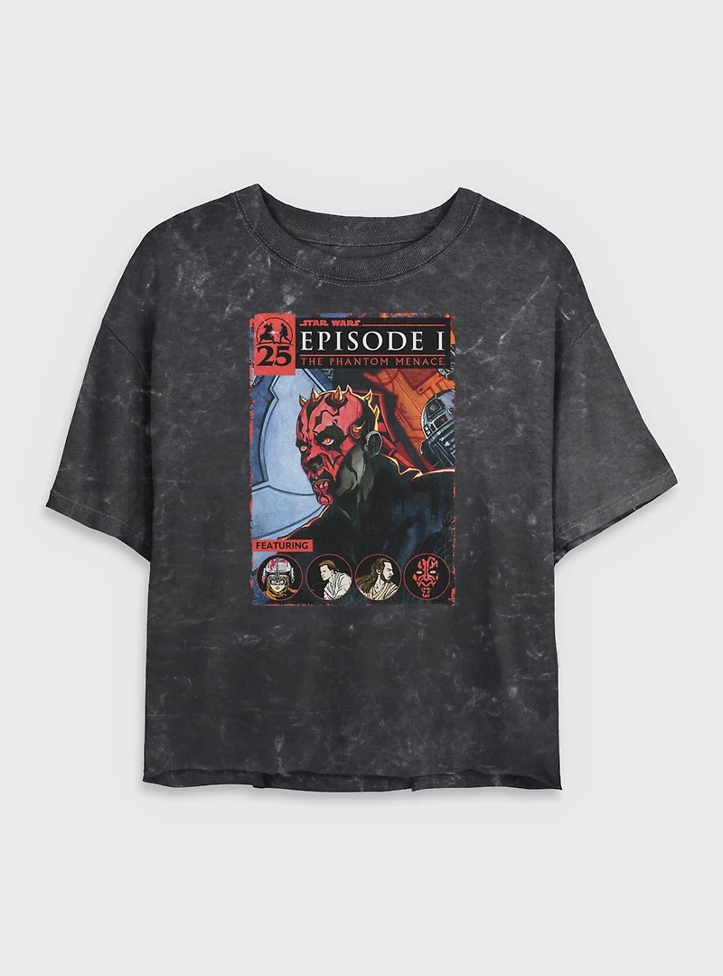 Star Wars Darth Maul Cover Mineral Wash Womens Crop T-Shirt