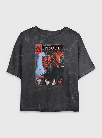 Star Wars Darth Maul Cover Mineral Wash Womens Crop T-Shirt