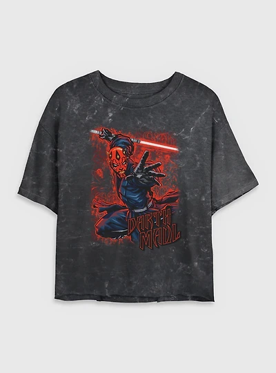 Star Wars Awesome Maul  Mineral Wash Womens Crop T-Shirt