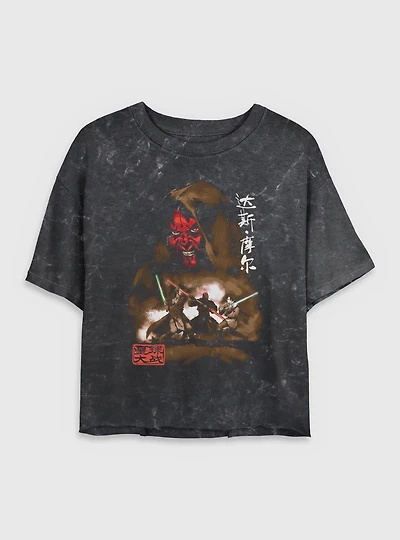 Star Wars Maul Battle Mineral Wash Womens Crop T-Shirt