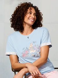 Disney Alice Wonderland Floral Embroidered Women's T-Shirt - BoxLunch Exclusive