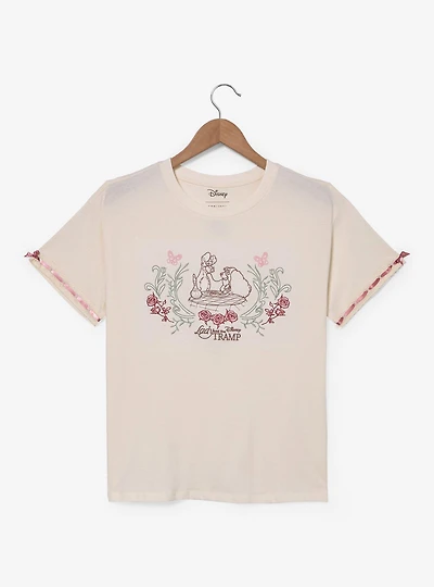 Disney the Lady and Tramp Floral Embroidered Women's T-Shirt - BoxLunch Exclusive