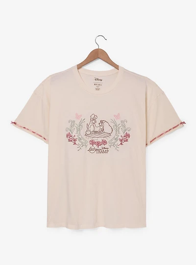 Disney the Lady and Tramp Floral Embroidered Women's Plus T-Shirt - BoxLunch Exclusive