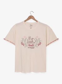 Disney the Lady and Tramp Floral Embroidered Women's Plus T-Shirt - BoxLunch Exclusive
