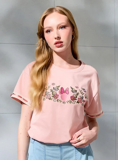 Disney Minnie Mouse Floral Lace Women's T-Shirt - BoxLunch Exclusive