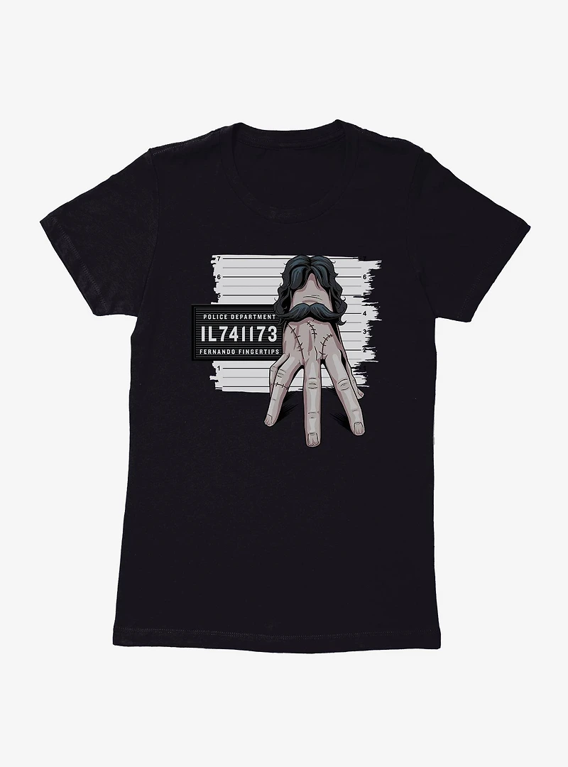 Wednesday Fernando Fingertips Mug Shot Womens T-Shirt