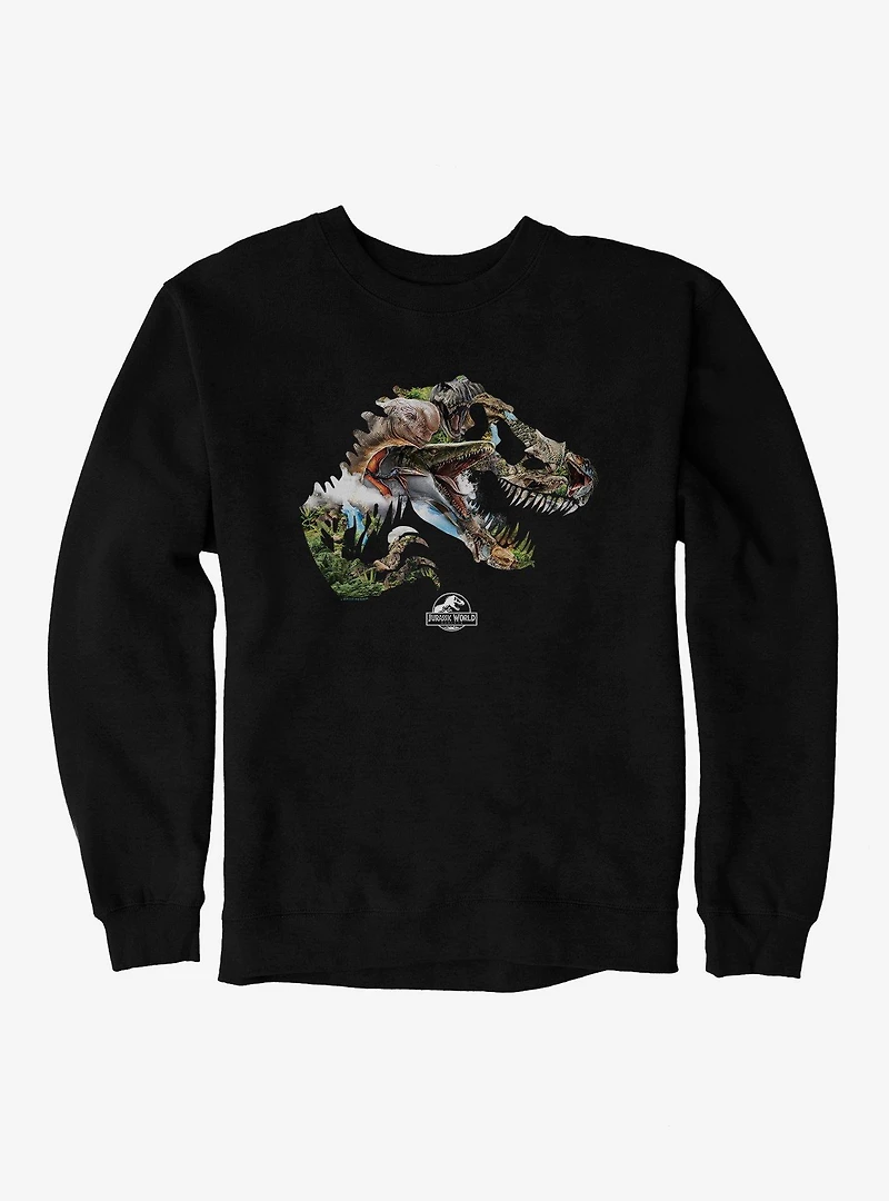 Jurassick World Rebirth Dinosaur Collage Logo Sweatshirt