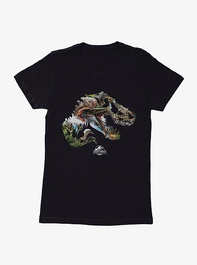Jurassic World Rebirth Dinosaur Collage Logo Womens T-Shirt