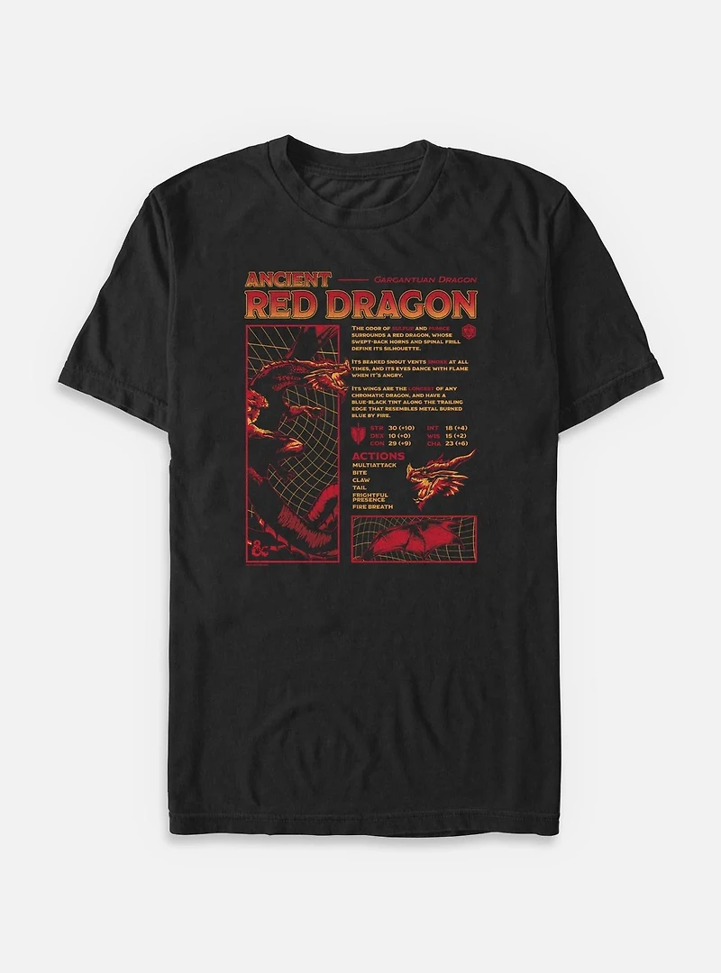 Dungeons & Dragons Red Dragon Stats Big Tall T-Shirt