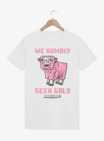 A Minecraft Movie Pink Sheep Seek Gold T-Shirt