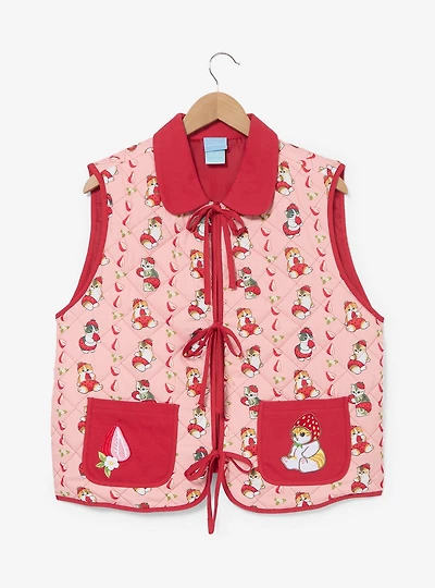 mofusand Strawberry Cats Women's Plus Quilted Vest - BoxLunch Exclusive