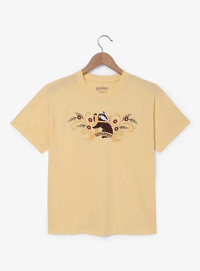 Harry Potter Hufflepuff Flowers Embroidered T-Shirt — BoxLunch Exclusive
