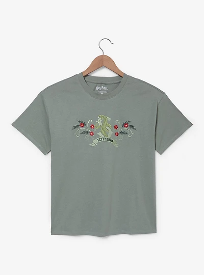 Harry Potter Slytherin Flowers Embroidered T-Shirt — BoxLunch Exclusive