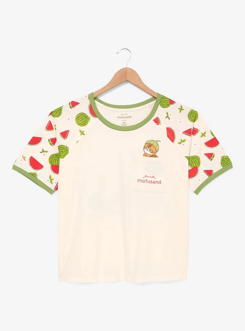 Mofusand Floral Fruit Cats Women's Ringer T-Shirt - BoxLunch Exclusive