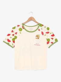 Mofusand Floral Fruit Cats Women's Plus Ringer T-Shirt - BoxLunch Exclusive