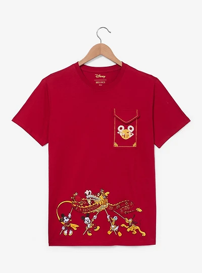 Disney Mickey & Friends Lunar New Year Red Envelope Pocket T-Shirt - BoxLunch Exclusive