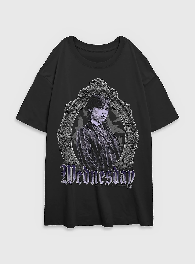 Wednesday Frame Portrait Womens Oversized T-Shirt BoxLunch Exclusive