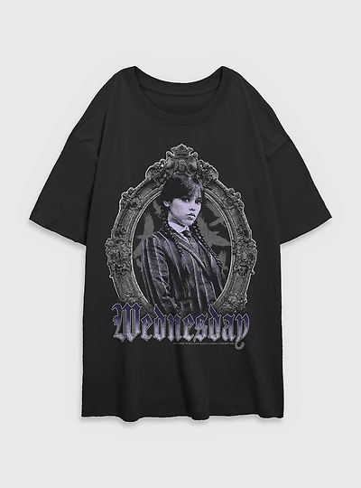 Wednesday Frame Portrait Womens Oversized T-Shirt BoxLunch Exclusive