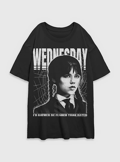 Wednesday Rather Be Feared Than Hated Womens Oversized T-Shirt BoxLunch Exclusive