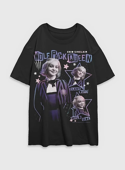 Wednesday Enid Wolf Pack Queen Womens Oversized T-Shirt BoxLunch Exclusive