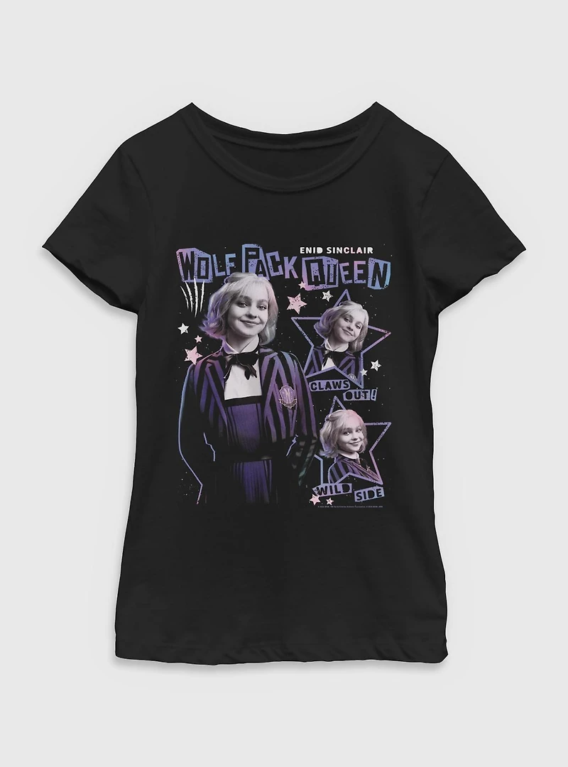Wednesday Enid Wolf Pack Queen Youth Girls T-Shirt BoxLunch Exclusive
