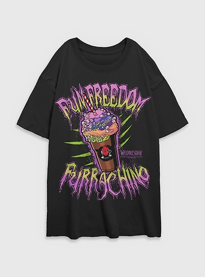 Wednesday Fun Freedom Furrachino Womens Oversized T-Shirt BoxLunch Exclusive