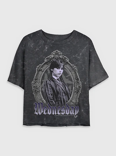 Wednesday Frame Portrait Mineral Wash Womens Crop T-Shirt BoxLunch Exclusive