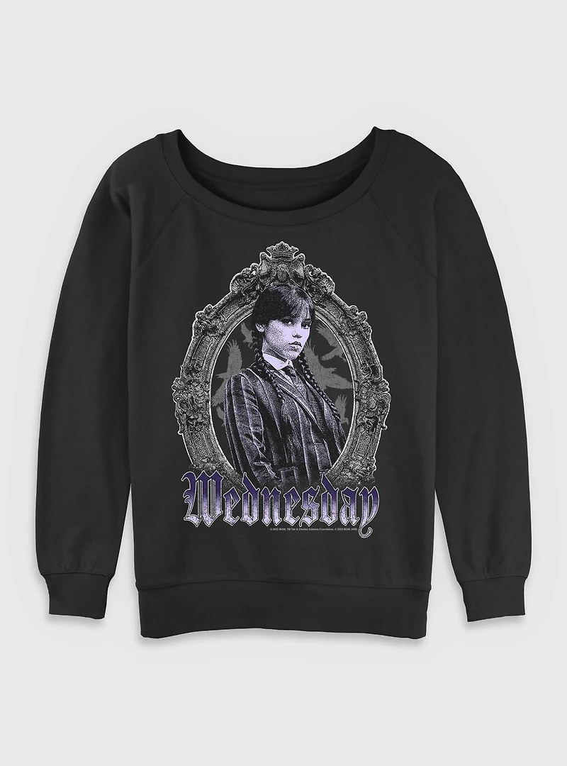 Wednesday Frame Portrait Womens Slouchy Sweatshirt BoxLunch Exclusive