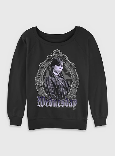 Wednesday Frame Portrait Womens Slouchy Sweatshirt BoxLunch Exclusive