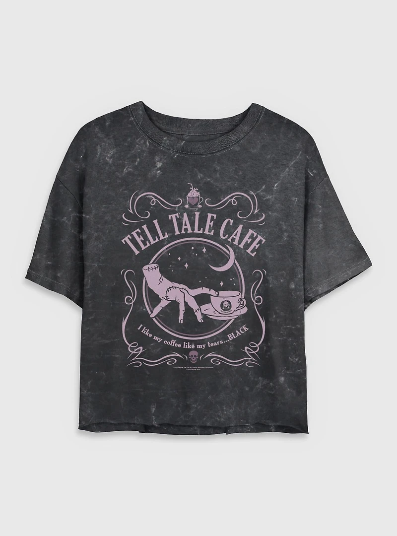 Wednesday Tell Tale Cafe Mineral Wash Womens Crop T-Shirt BoxLunch Exclusive