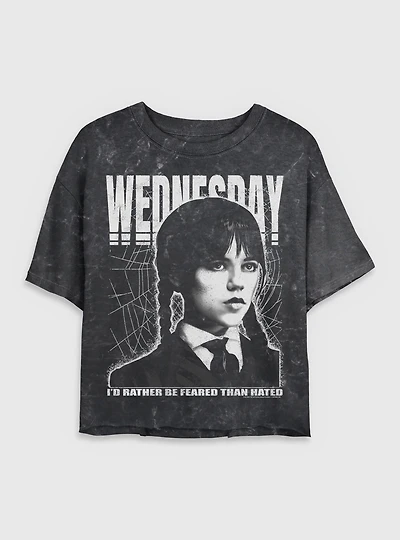 Wednesday Rather Be Feared Than Hated Mineral Wash Womens Crop T-Shirt BoxLunch Exclusive