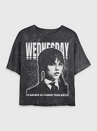 Wednesday Rather Be Feared Than Hated Mineral Wash Womens Crop T-Shirt BoxLunch Exclusive