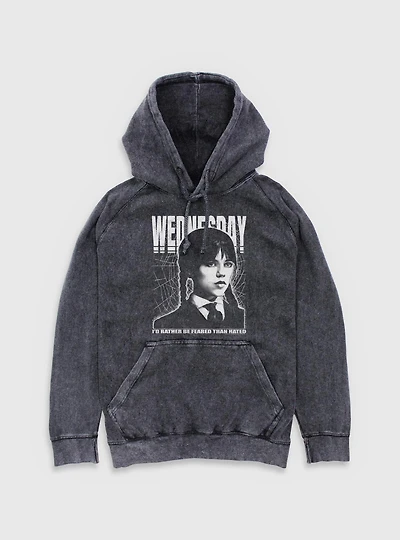 Wednesday Rather Be Feared Than Hated Mineral Wash Hoodie BoxLunch Exclusive
