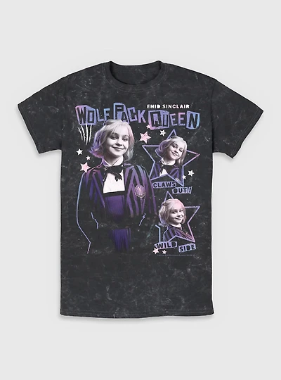 Wednesday Enid Wolf Pack Queen Mineral Wash T-Shirt BoxLunch Exclusive