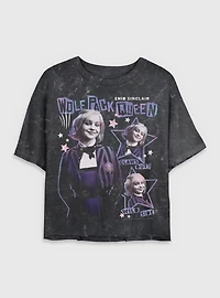 Wednesday Enid Wolf Pack Queen Mineral Wash Womens Crop T-Shirt BoxLunch Exclusive