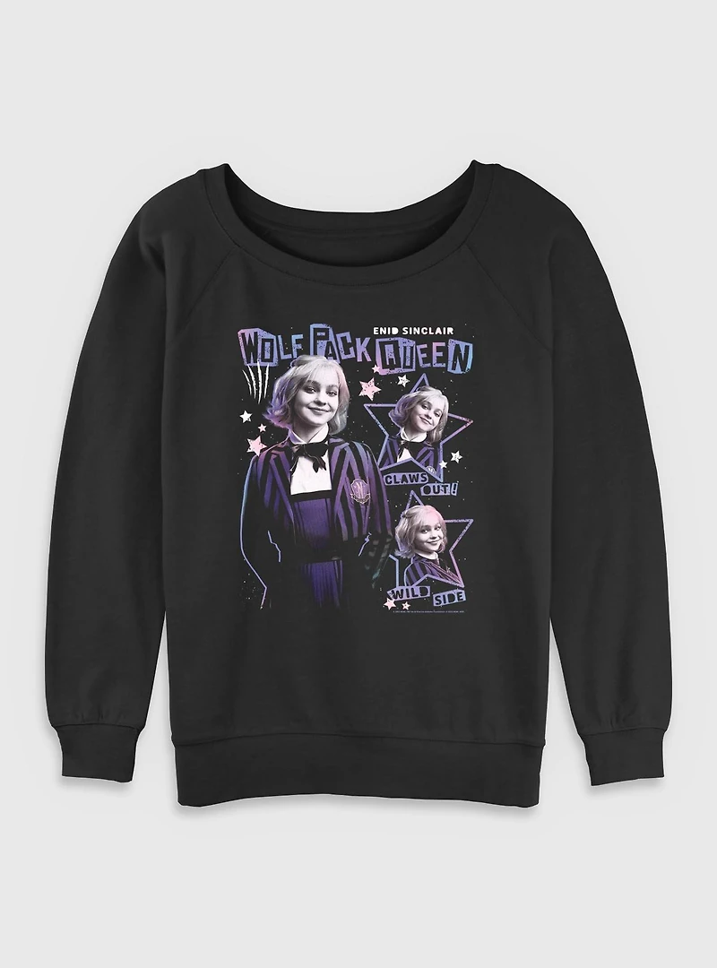 Wednesday Enid Wolf Pack Queen Womens Slouchy Sweatshirt BoxLunch Exclusive
