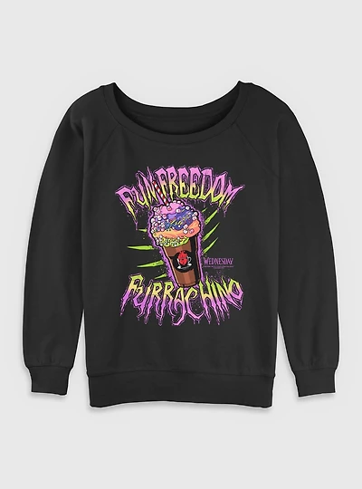 Wednesday Fun Freedom Furrachino Womens Slouchy Sweatshirt BoxLunch Exclusive