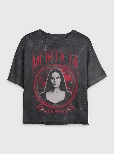 Wednesday Morticia Addams Keeper of Secrets Mineral Wash Womens Crop T-Shirt BoxLunch Exclusive