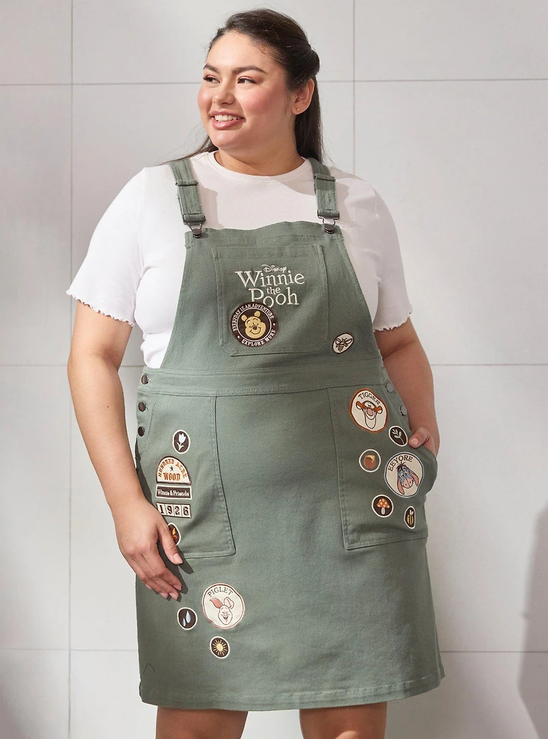 Disney Winnie the Pooh Badges Women's Plus Overall Dress — BoxLunch Exclusive