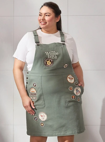 Disney Winnie the Pooh Badges Women's Plus Overall Dress — BoxLunch Exclusive
