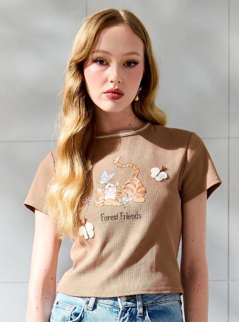 Disney Winnie the Pooh Tigger Butterfly Women's Ribbed Crop Top - BoxLunch Exclusive
