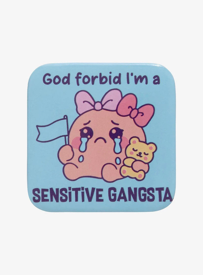 Sensitive Gangsta Squid Square Button Pin