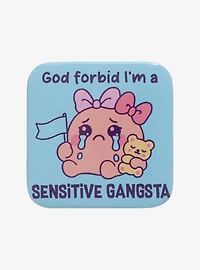 Sensitive Gangsta Squid Square Button Pin