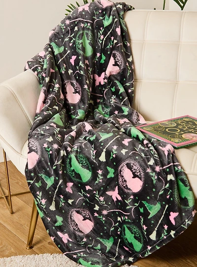 Wicked Glinda & Elphaba Silhouettes Allover Print Fleece Throw